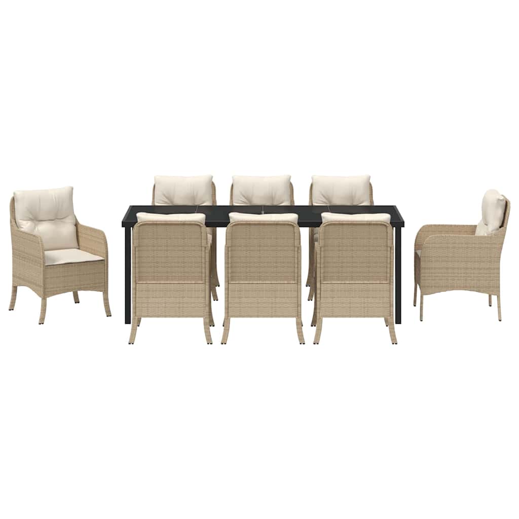 Have Spisebordssæt 9 stk. Beige polyrattan
