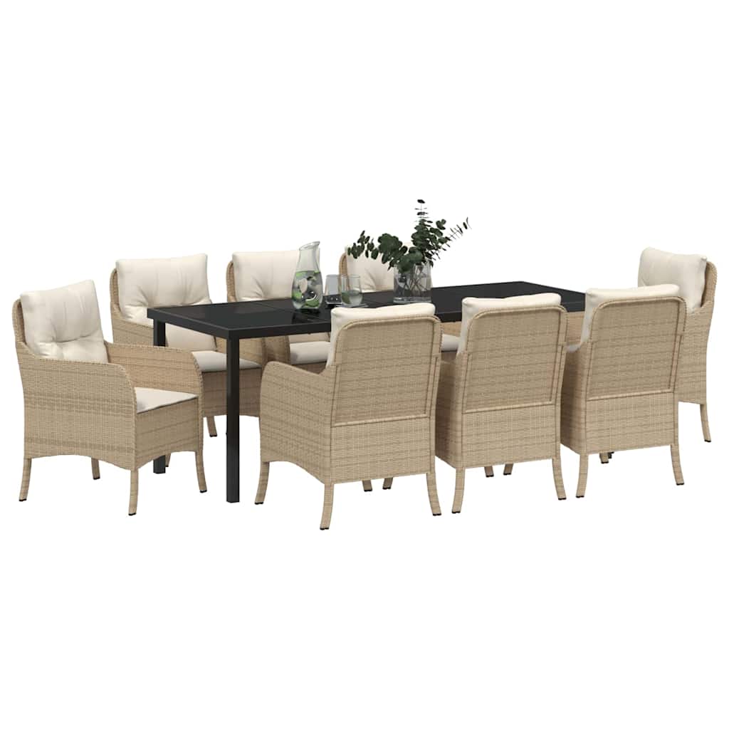 Have Spisebordssæt 9 stk. Beige polyrattan