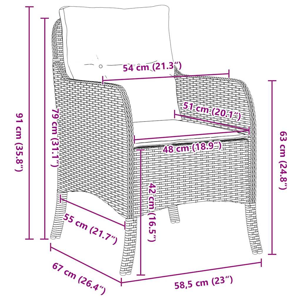Have Spisebordssæt 9 stk. Beige polyrattan
