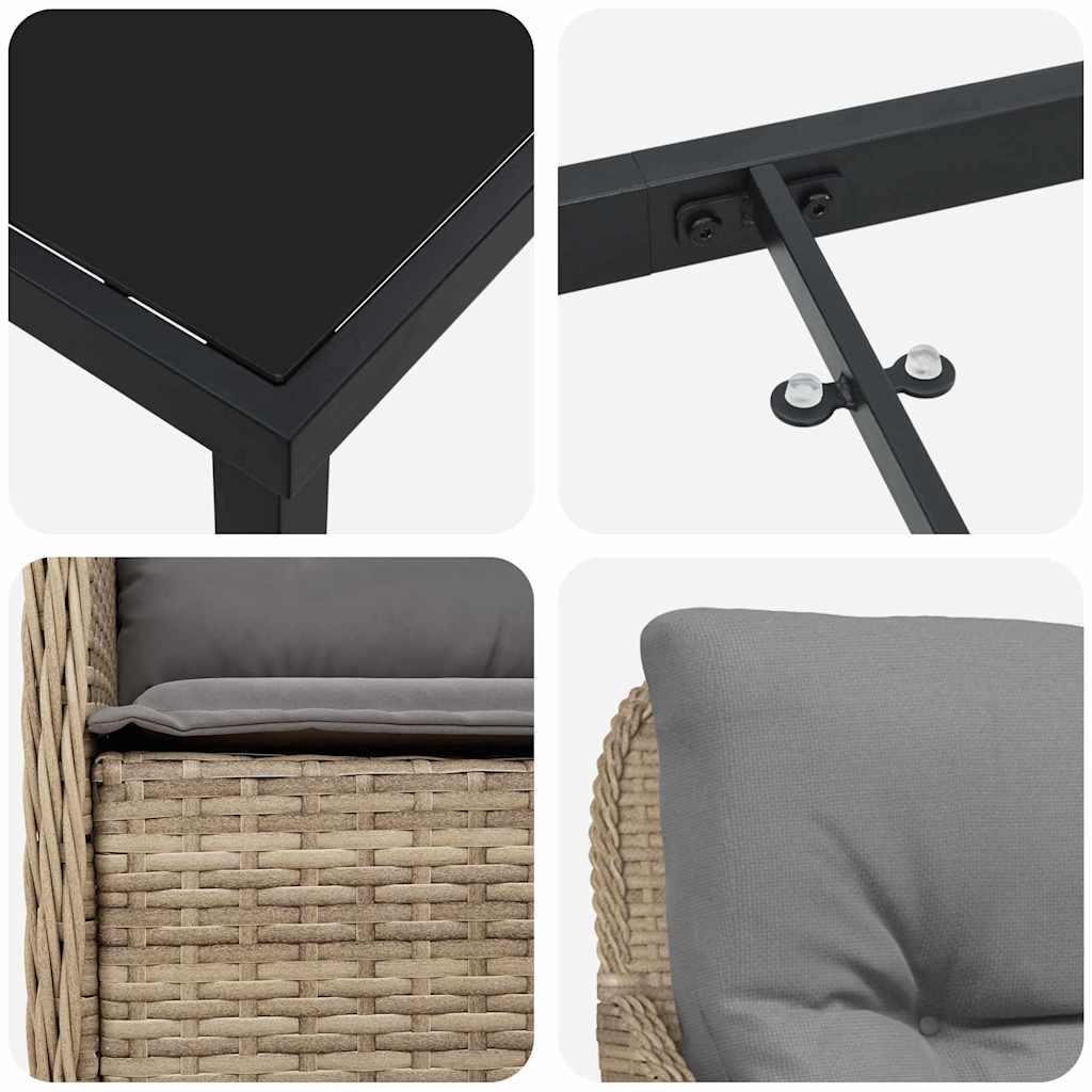 Have Spisebordssæt 7 stk. Beige polyrattan