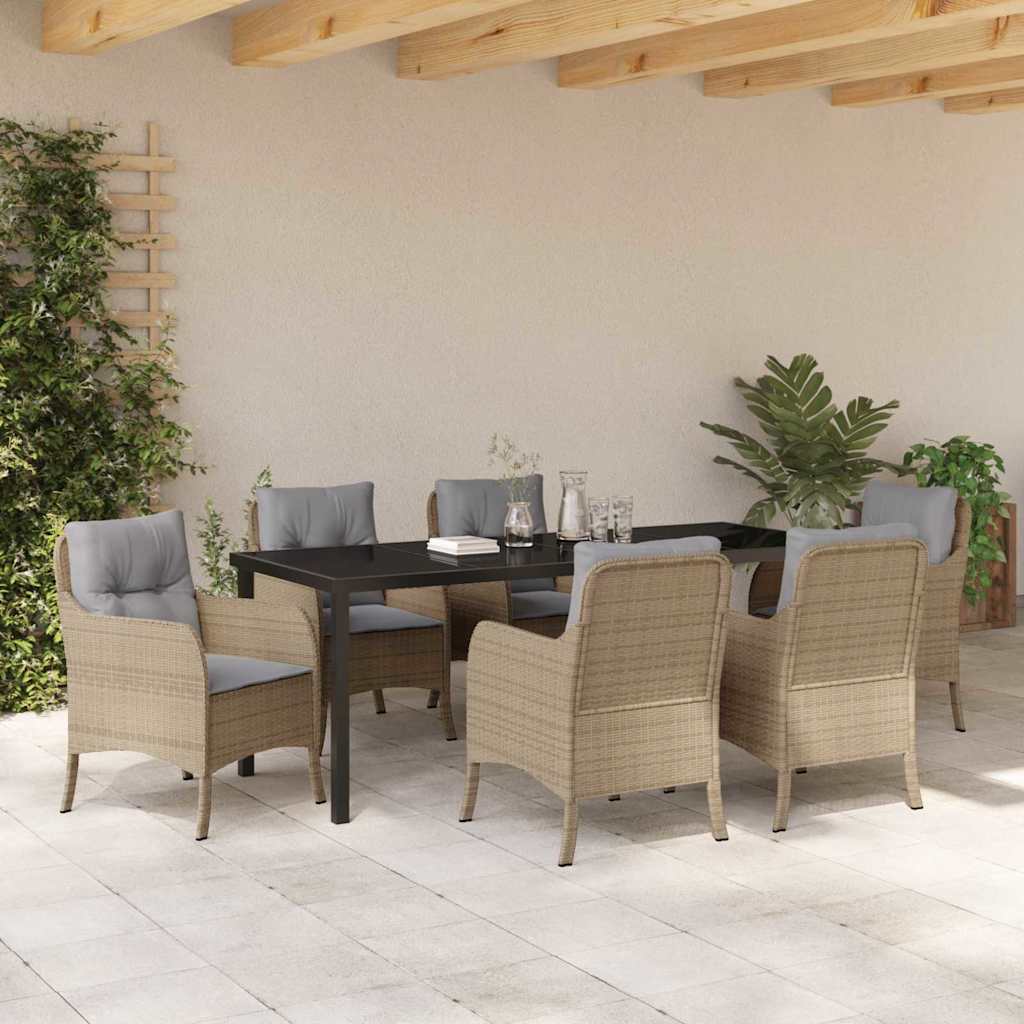 Have Spisebordssæt 7 stk. Beige polyrattan