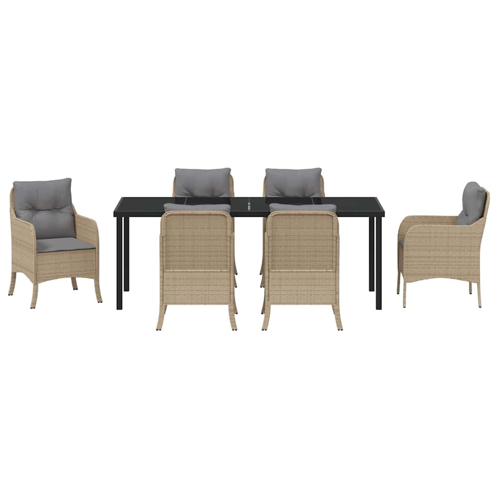 Have Spisebordssæt 7 stk. Beige polyrattan