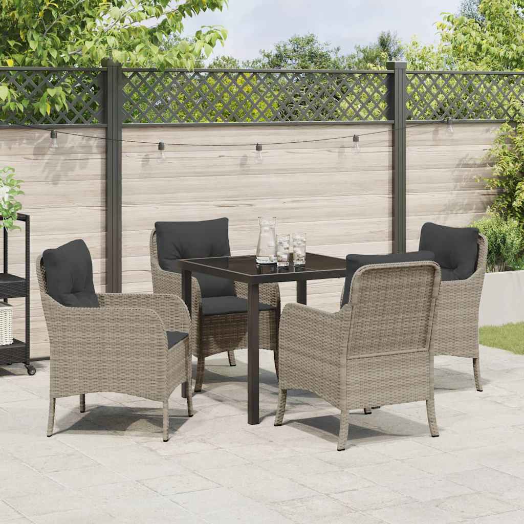 Have Spisebordssæt 5 stk. Lysegrå polyrattan