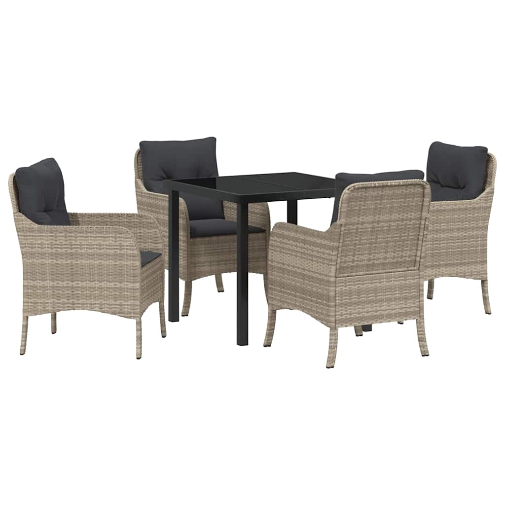 Have Spisebordssæt 5 stk. Lysegrå polyrattan
