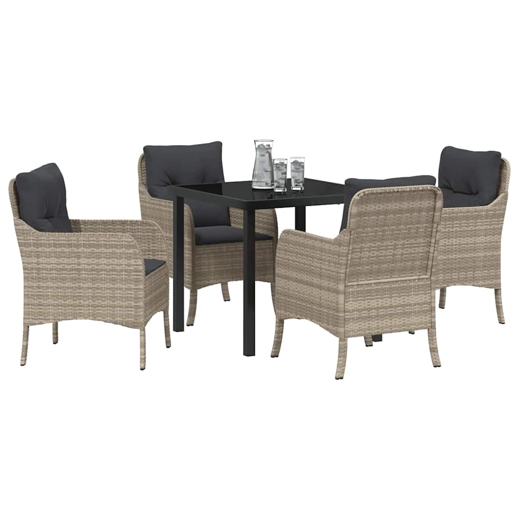 Have Spisebordssæt 5 stk. Lysegrå polyrattan
