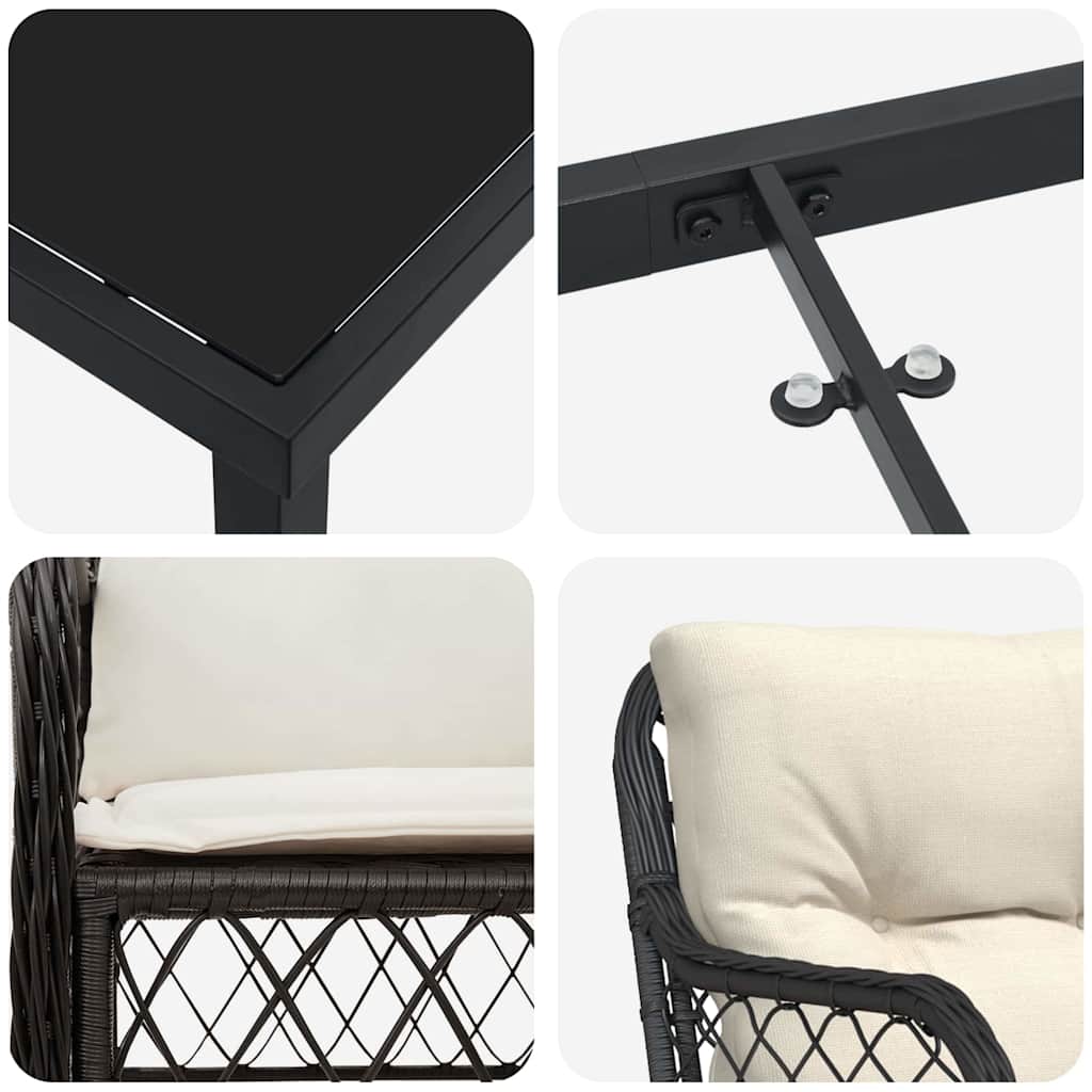 Have Spisebordssæt 7 stk. Sort polyrattan