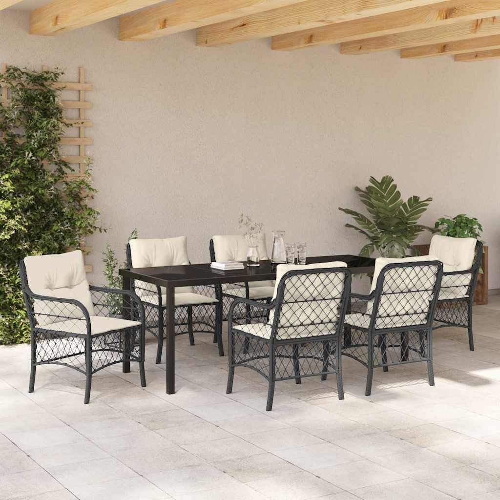 Have Spisebordssæt 7 stk. Sort polyrattan