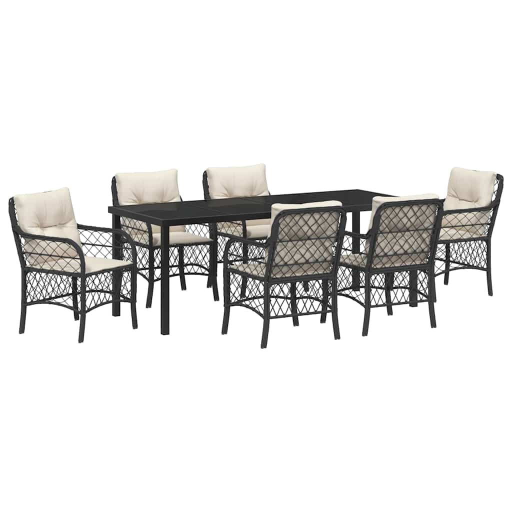 Have Spisebordssæt 7 stk. Sort polyrattan