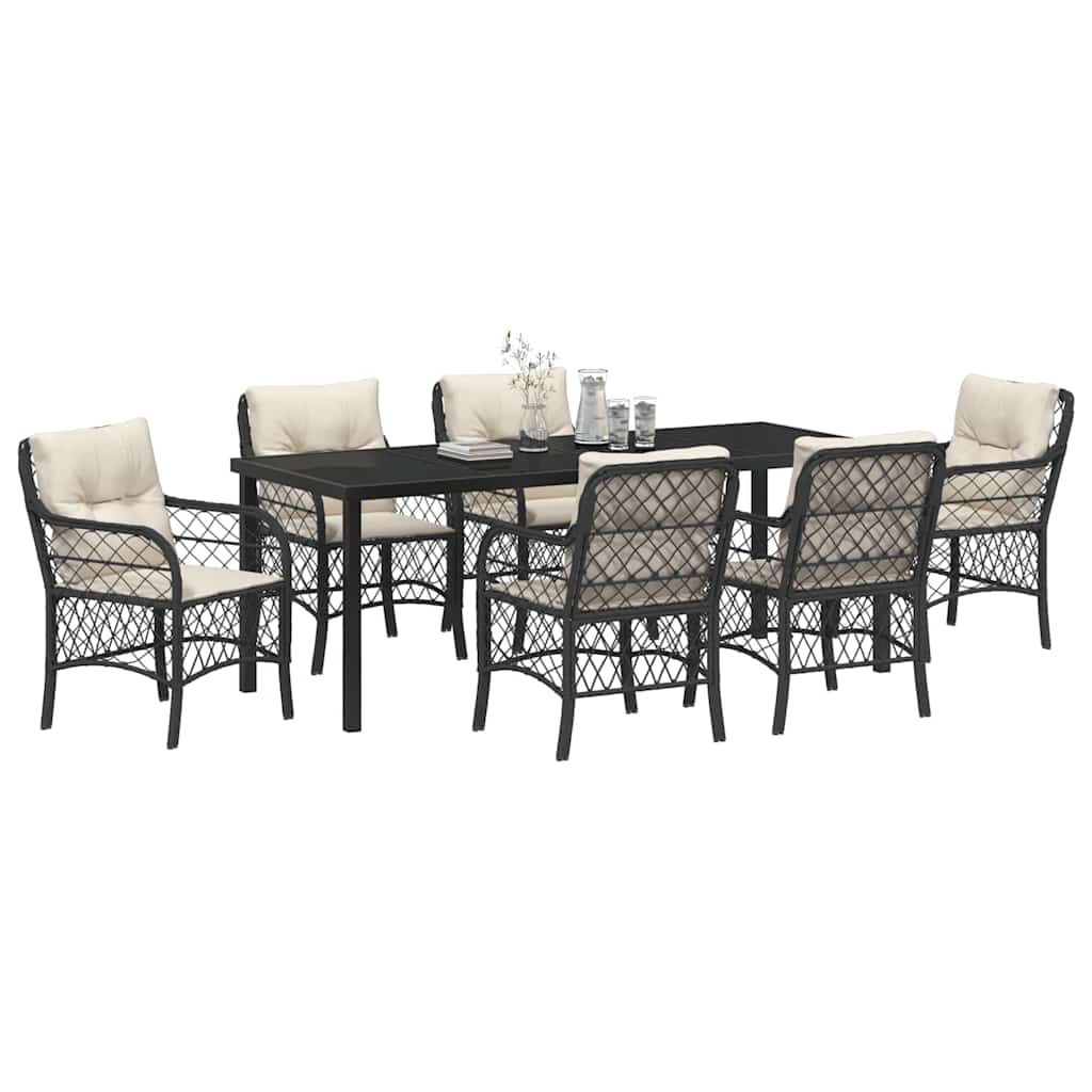 Have Spisebordssæt 7 stk. Sort polyrattan