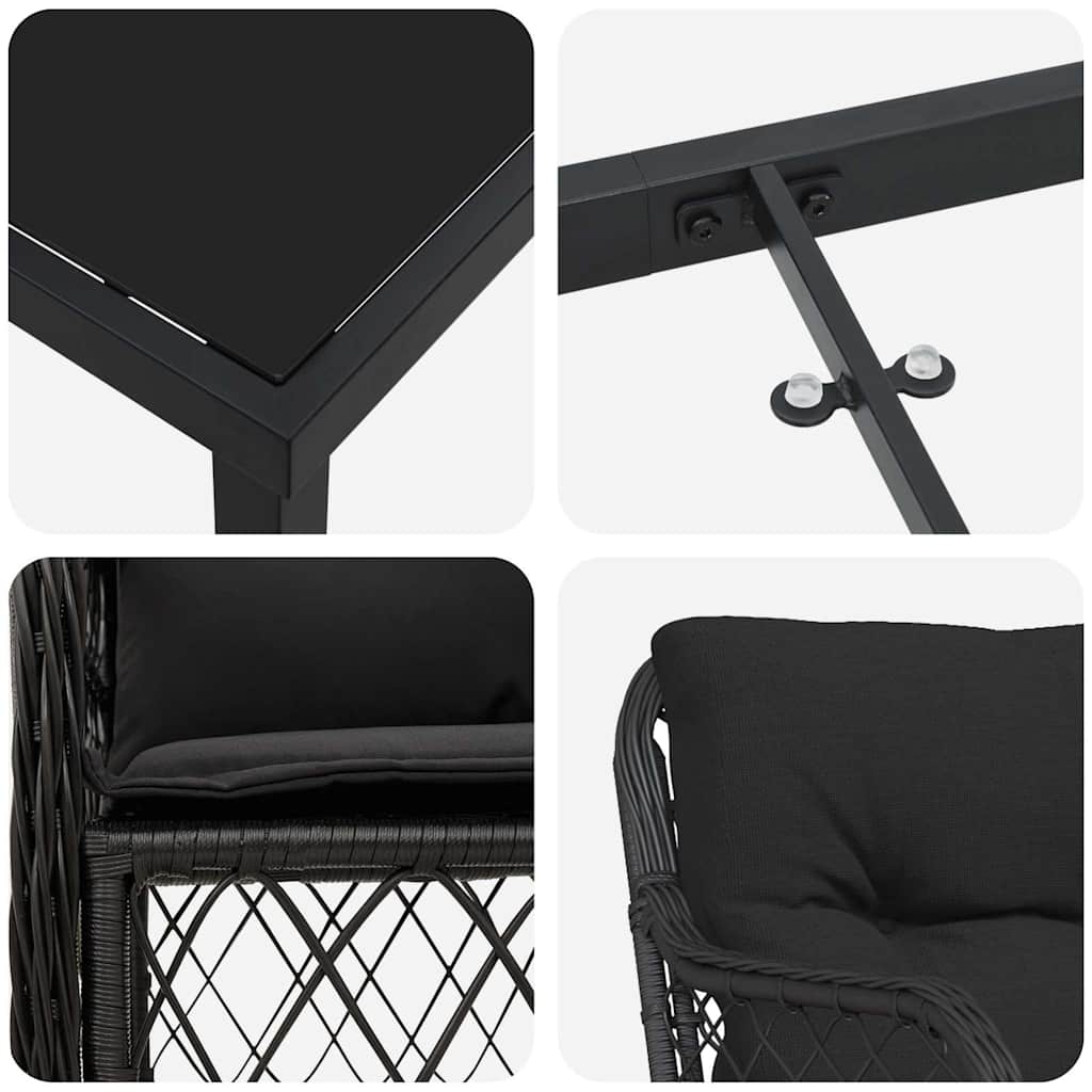 Have Spisebordssæt 7 stk. Sort polyrattan