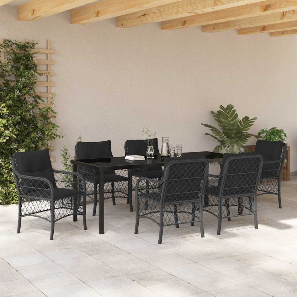 Have Spisebordssæt 7 stk. Sort polyrattan