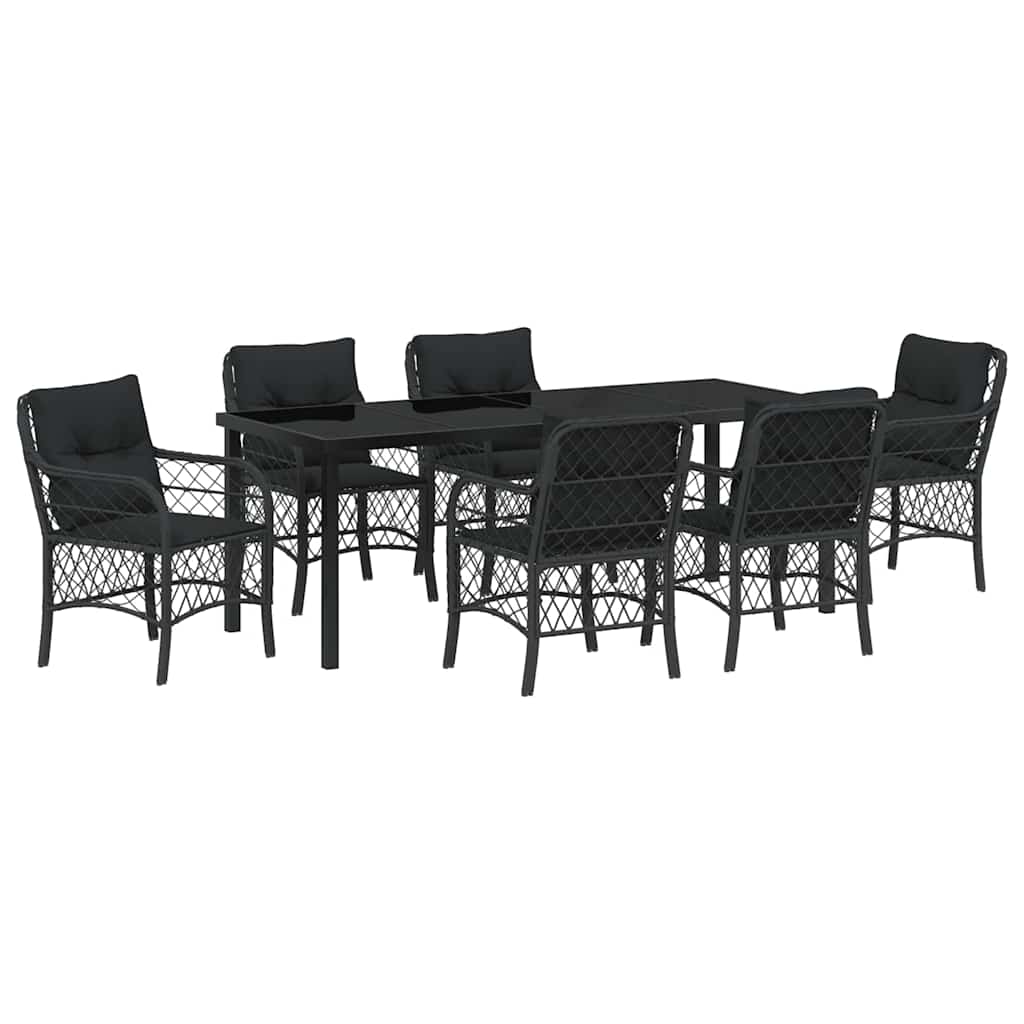 Have Spisebordssæt 7 stk. Sort polyrattan