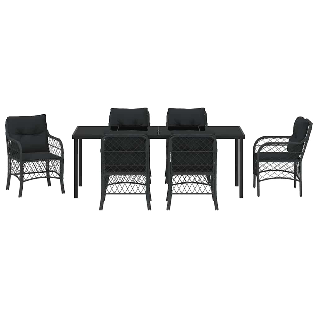 Have Spisebordssæt 7 stk. Sort polyrattan