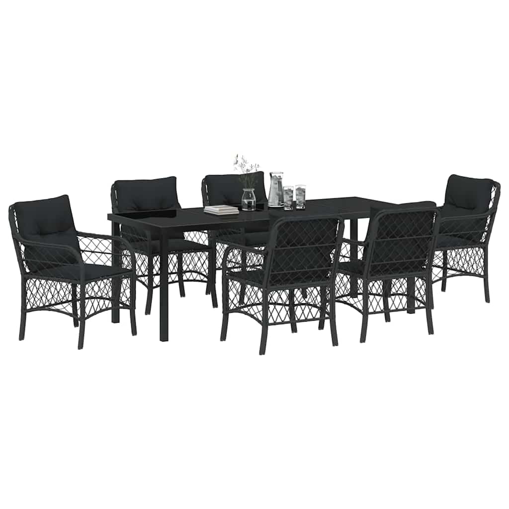 Have Spisebordssæt 7 stk. Sort polyrattan