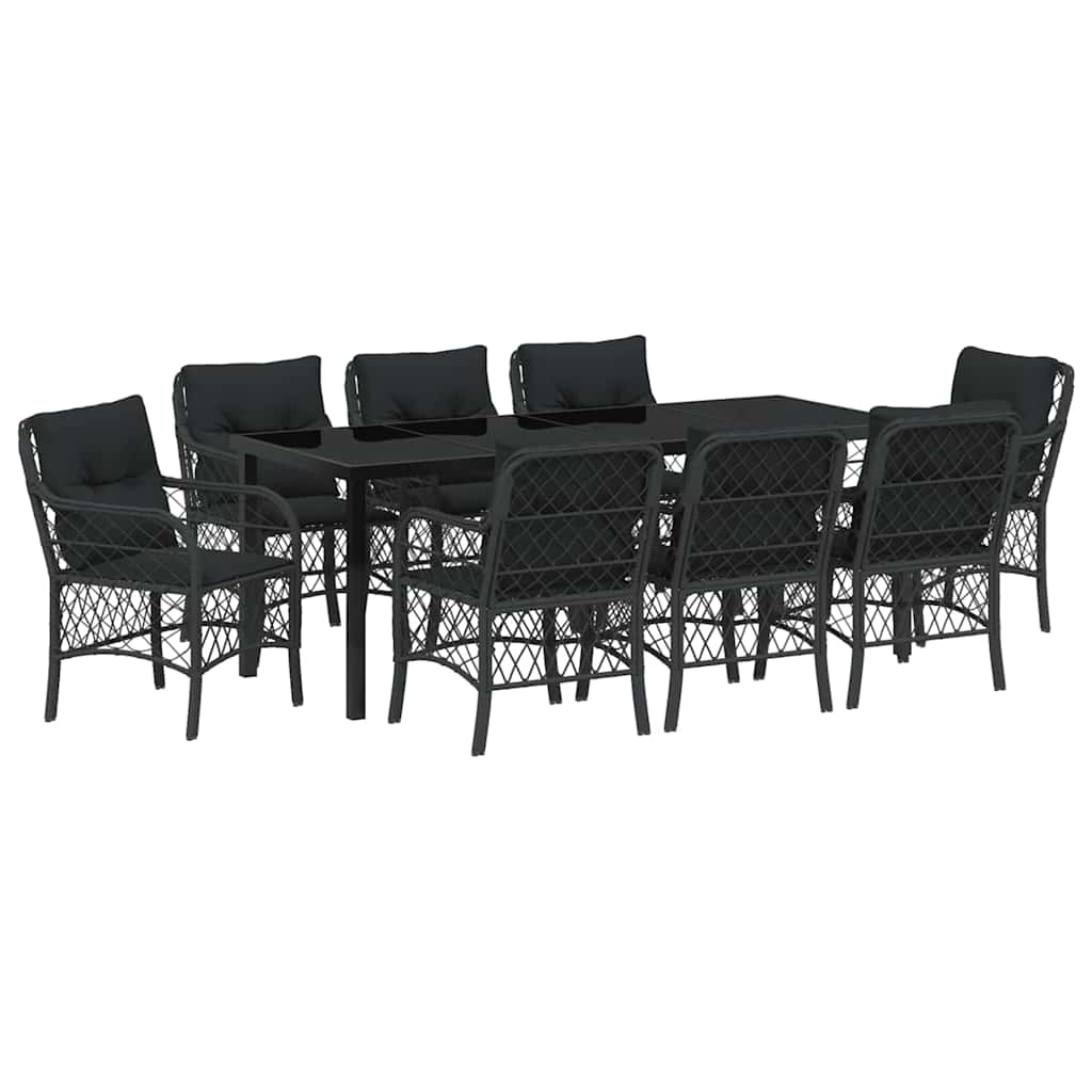 Have Spisebordssæt 9 stk. Sort polyrattan