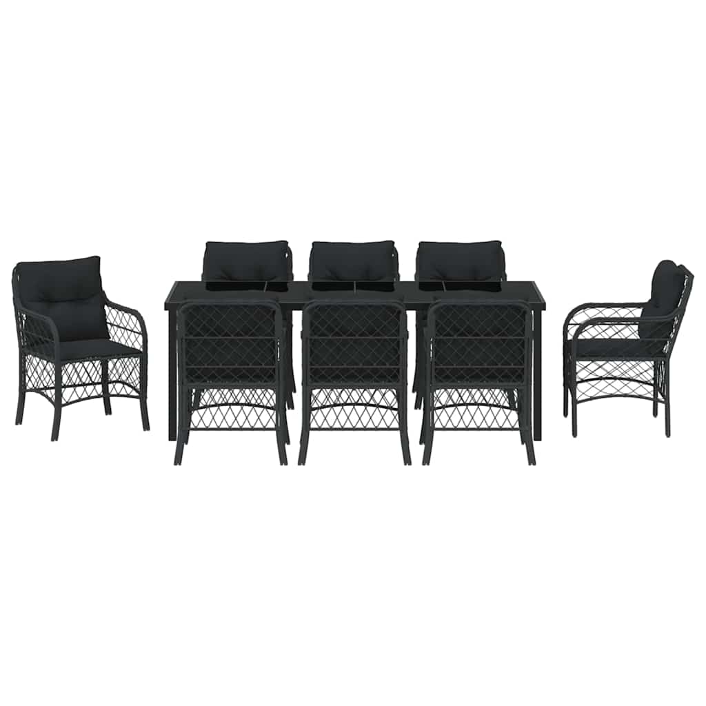 Have Spisebordssæt 9 stk. Sort polyrattan
