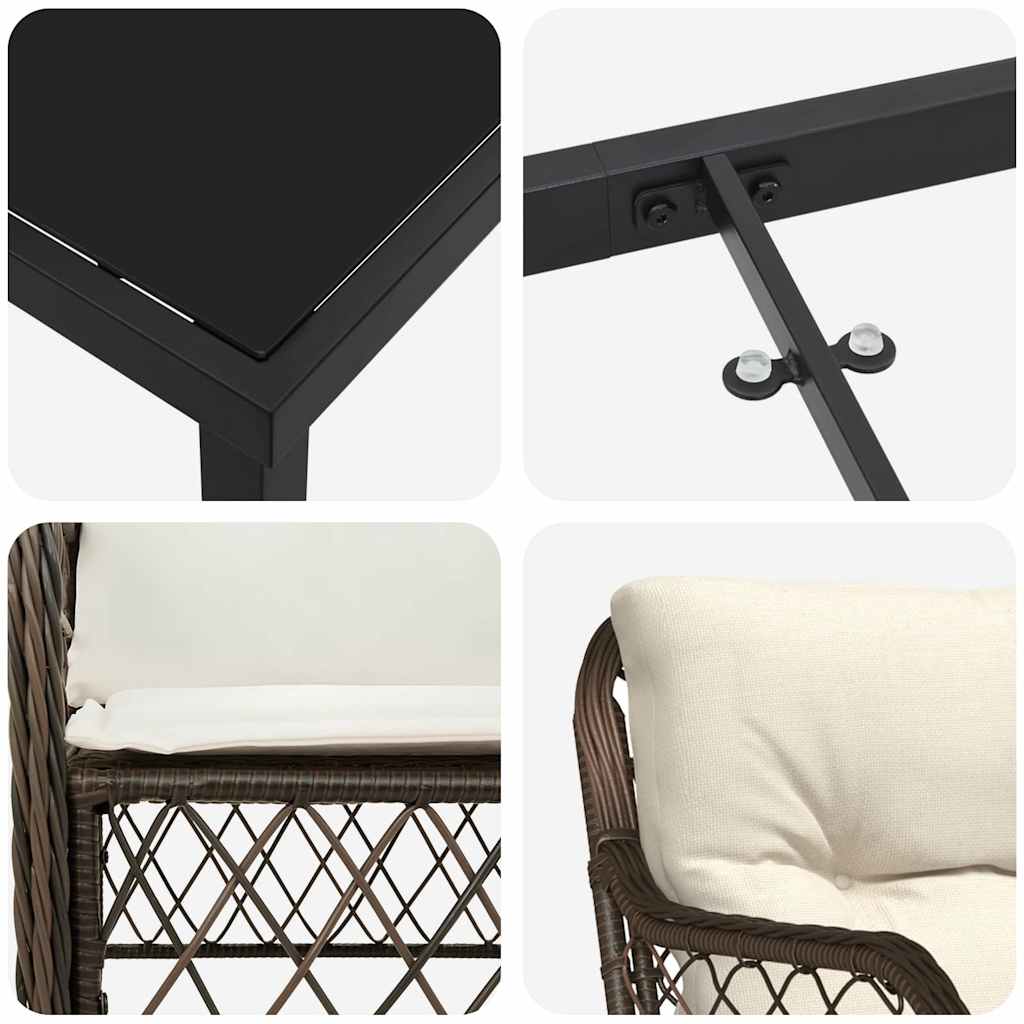 Have Spisebordssæt 7 stk. Brun polyrattan