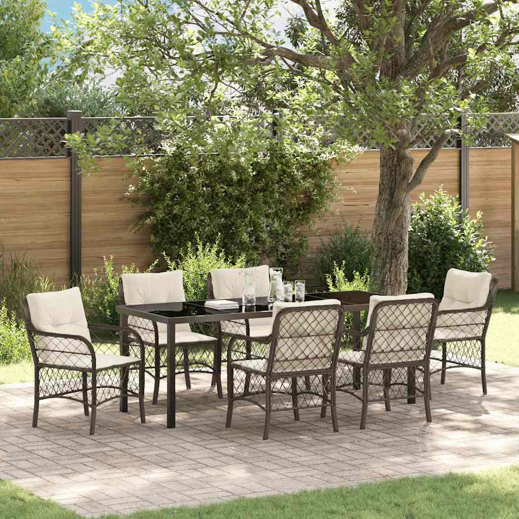 Have Spisebordssæt 7 stk. Brun polyrattan