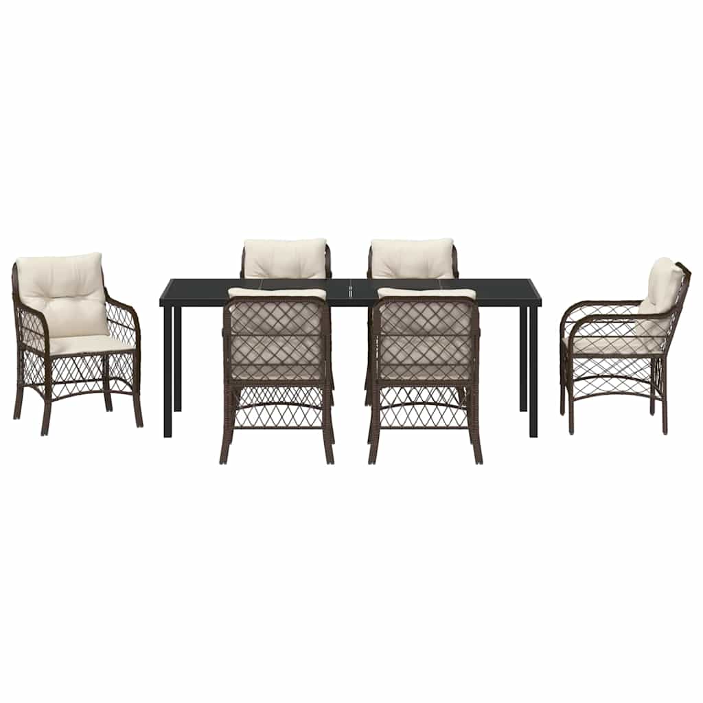 Have Spisebordssæt 7 stk. Brun polyrattan