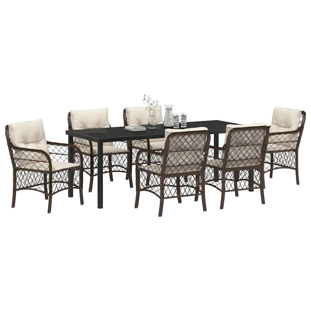Have Spisebordssæt 7 stk. Brun polyrattan