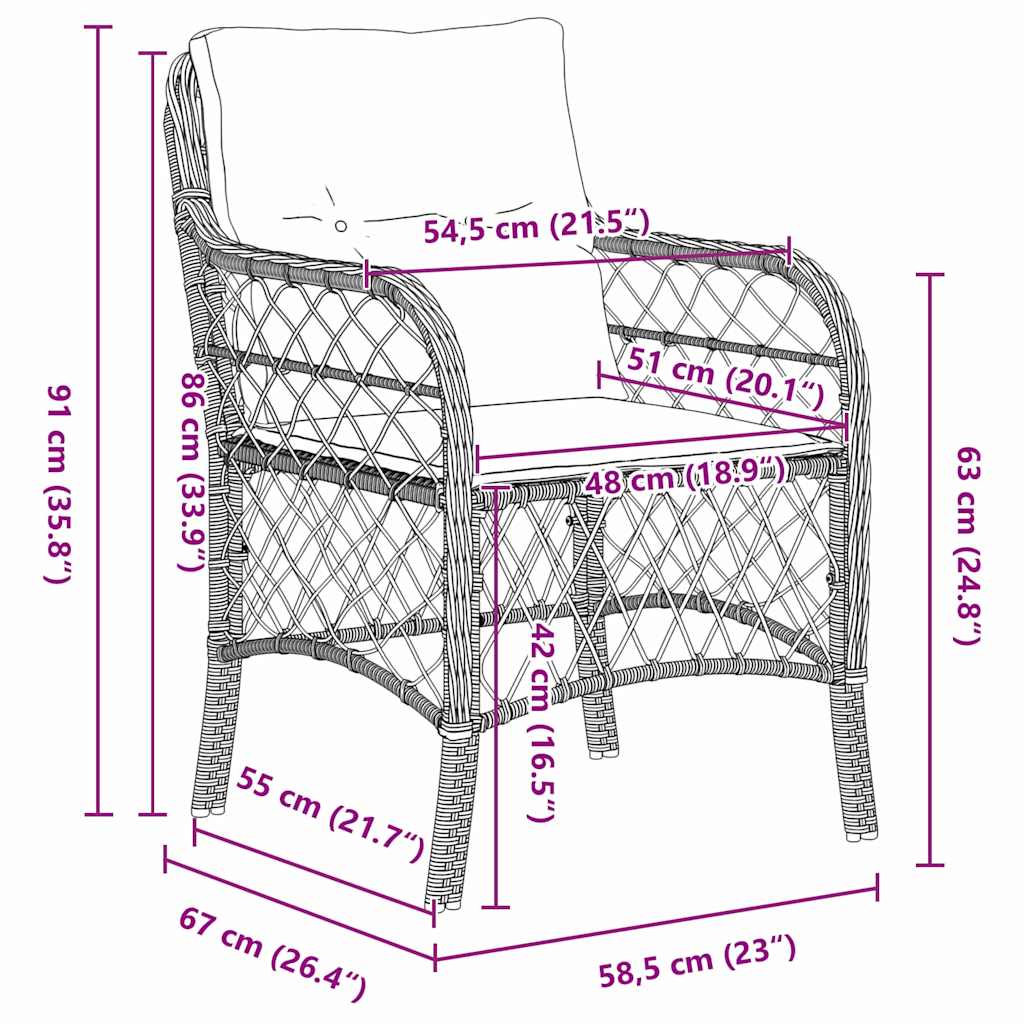 Have Spisebordssæt 7 stk. Brun polyrattan