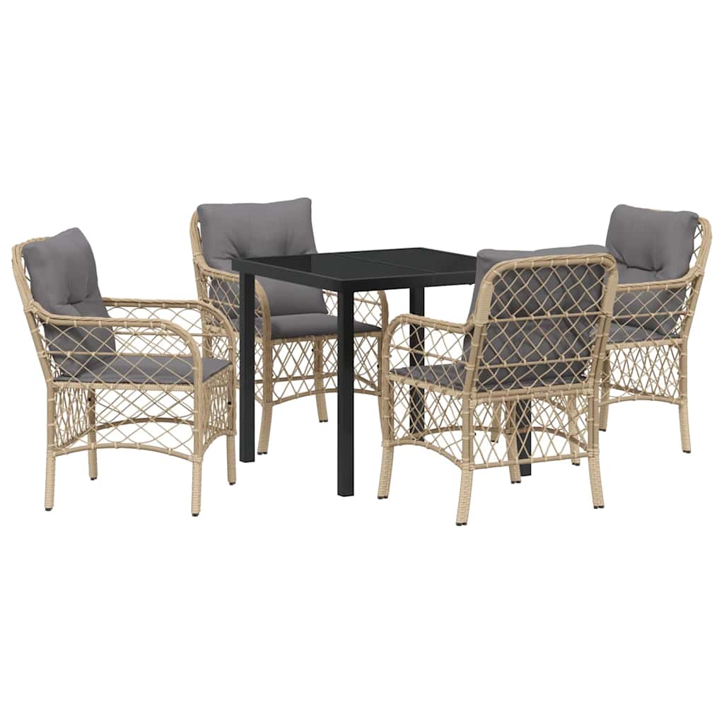 Have Spisebordssæt 5 stk. Beige polyrattan