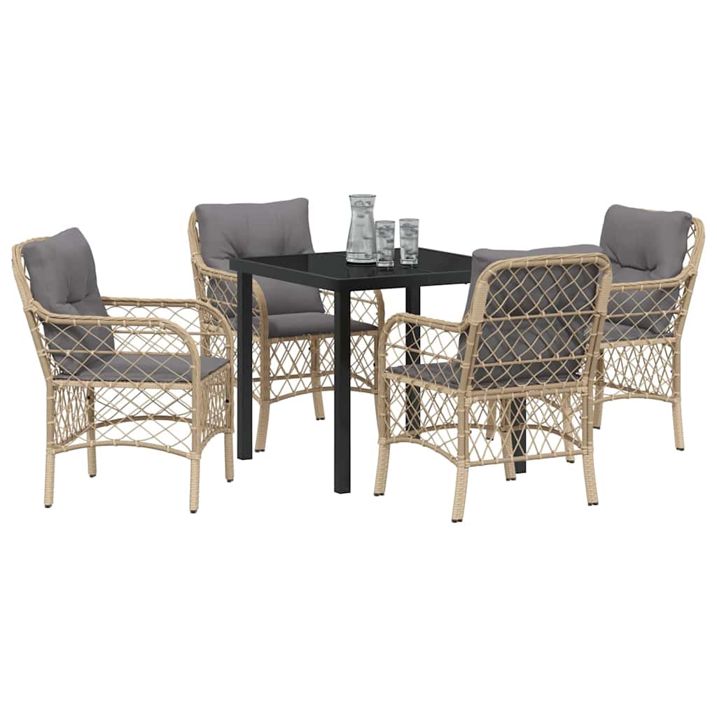 Have Spisebordssæt 5 stk. Beige polyrattan
