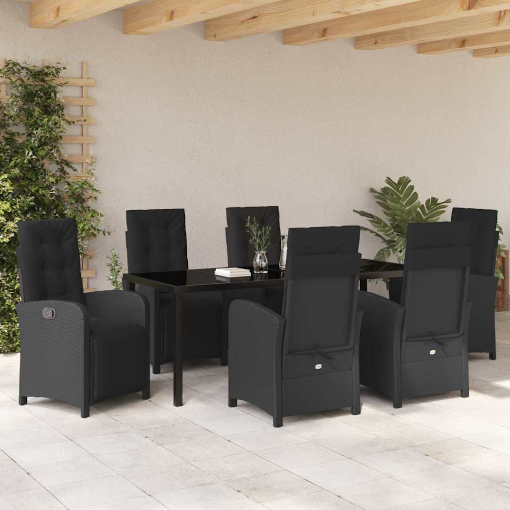 Have Spisebordssæt 7 stk. Sort polyrattan