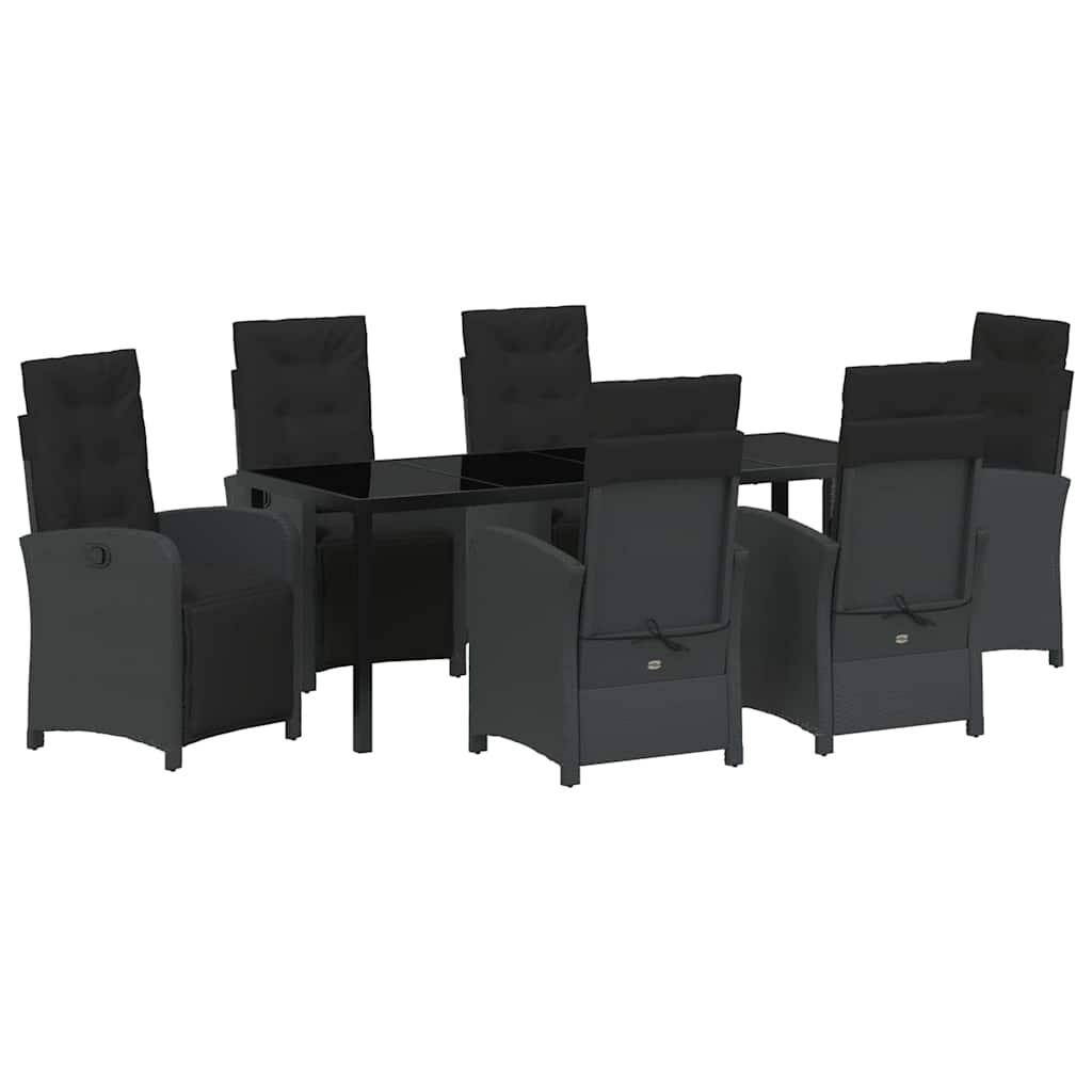 Have Spisebordssæt 7 stk. Sort polyrattan