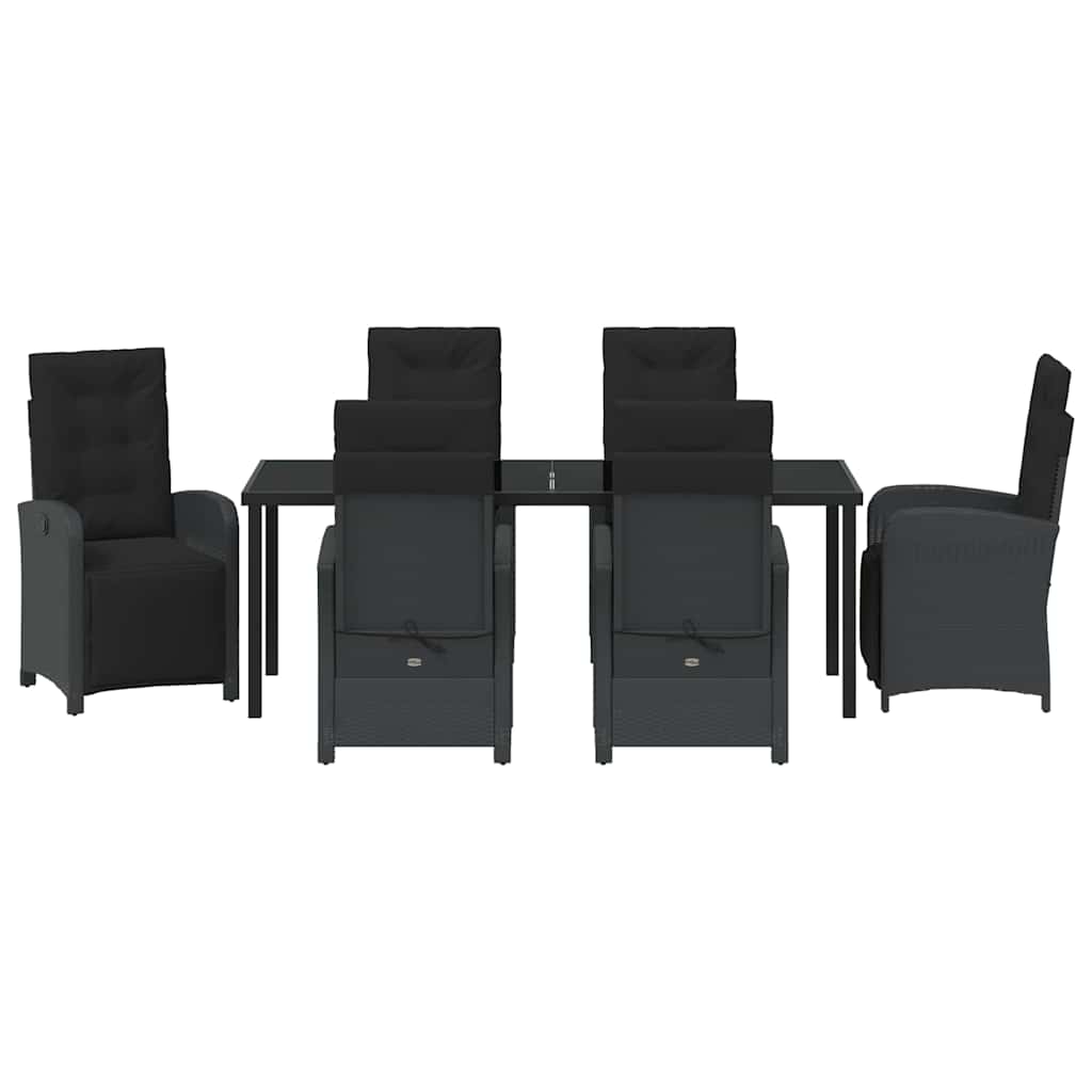 Have Spisebordssæt 7 stk. Sort polyrattan