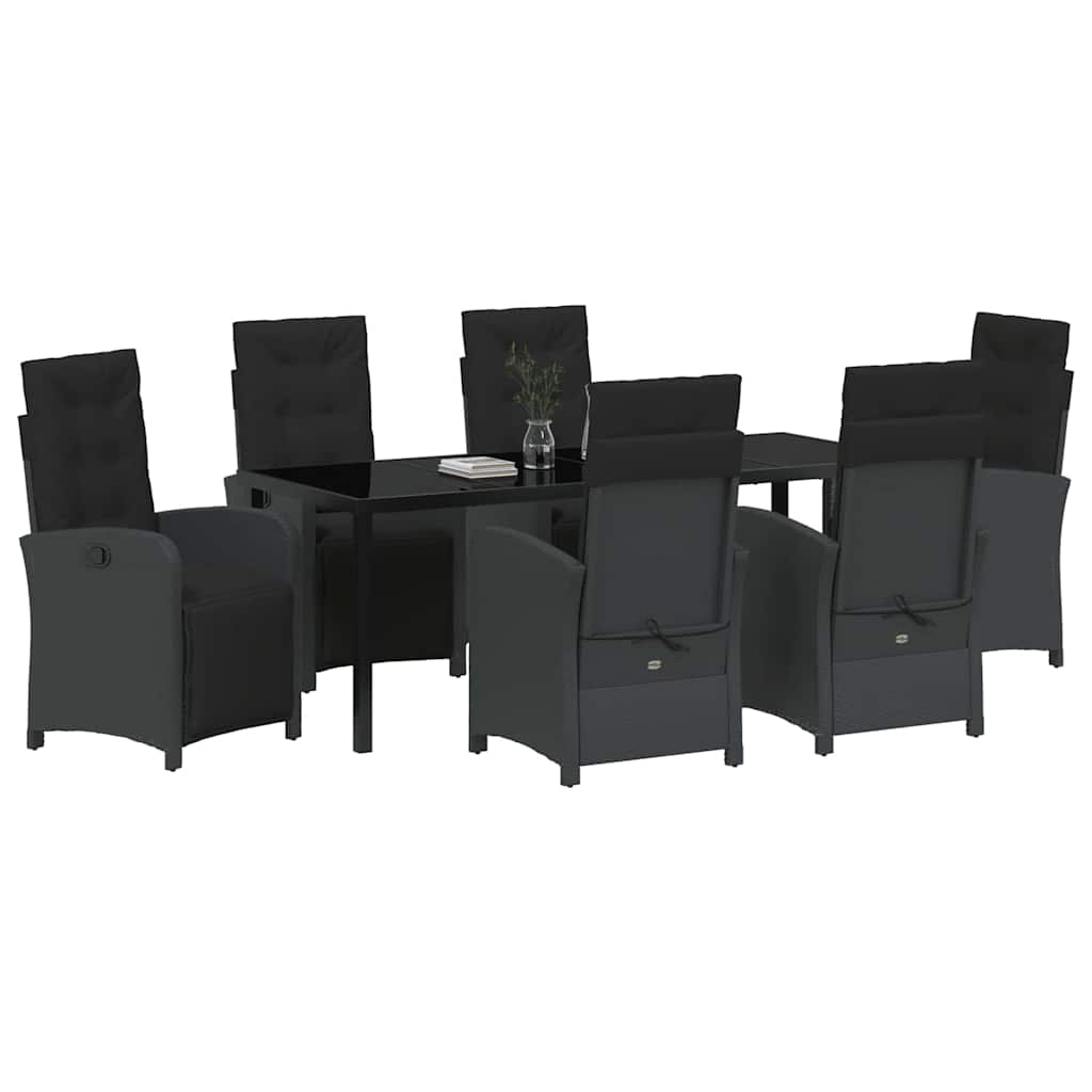 Have Spisebordssæt 7 stk. Sort polyrattan