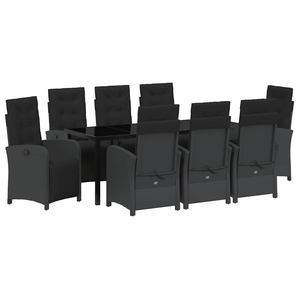 Have Spisebordssæt 9 stk. Sort polyrattan