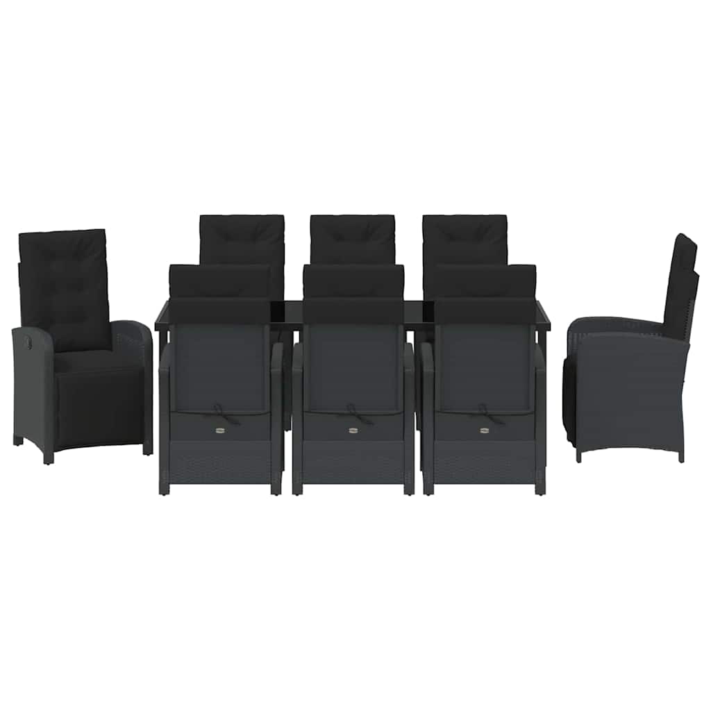Have Spisebordssæt 9 stk. Sort polyrattan