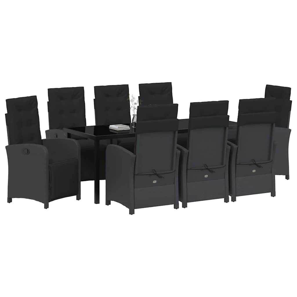 Have Spisebordssæt 9 stk. Sort polyrattan