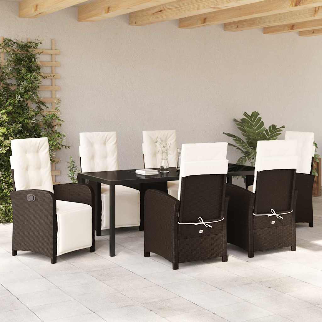Have Spisebordssæt 7 stk. Brun polyrattan