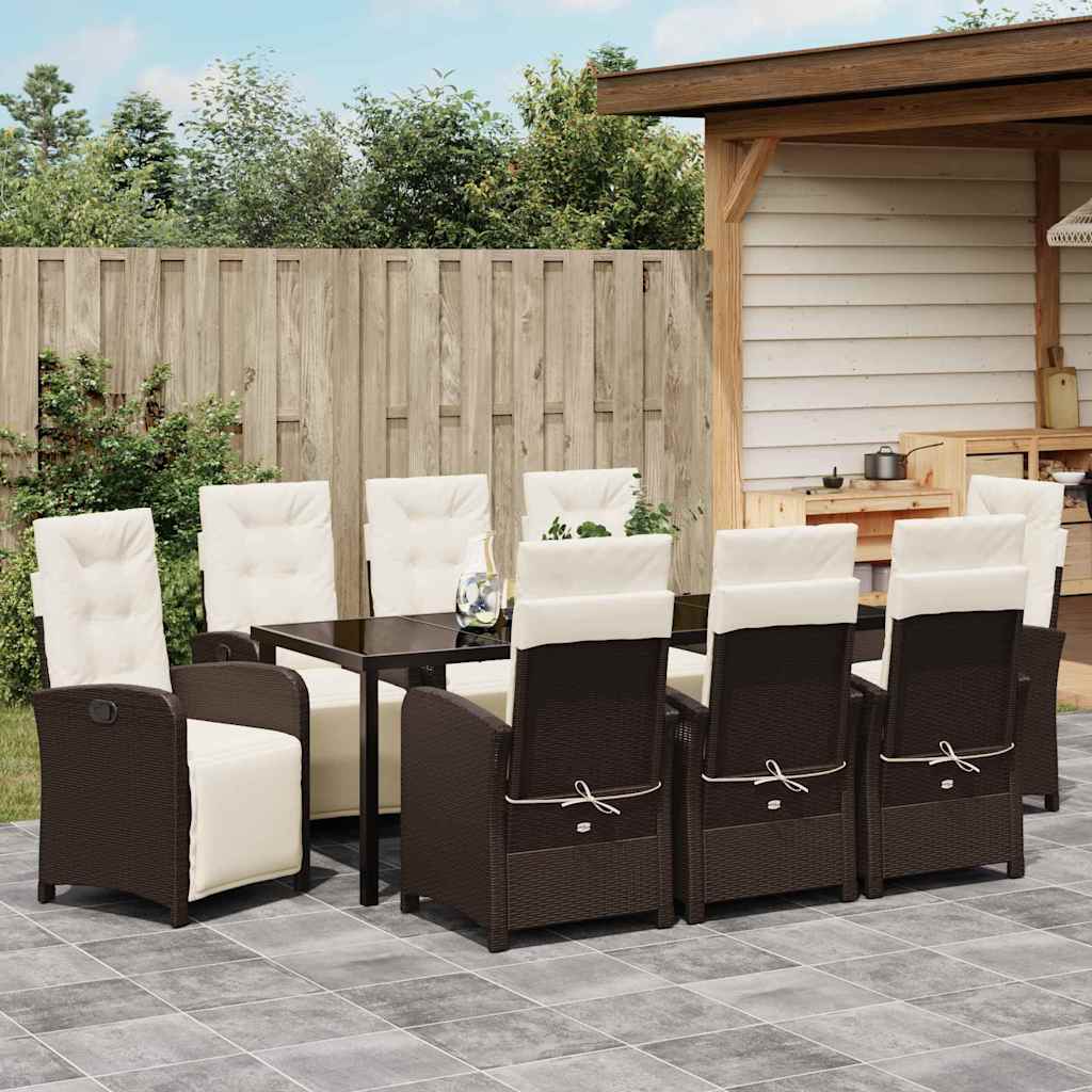 Have Spisebordssæt 9 stk. Brun polyrattan