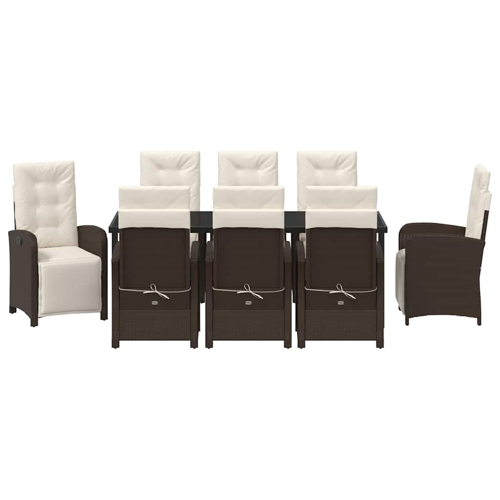 Have Spisebordssæt 9 stk. Brun polyrattan