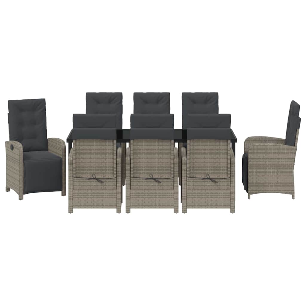 Have Spisebordssæt 9 stk. Grå polyrattan
