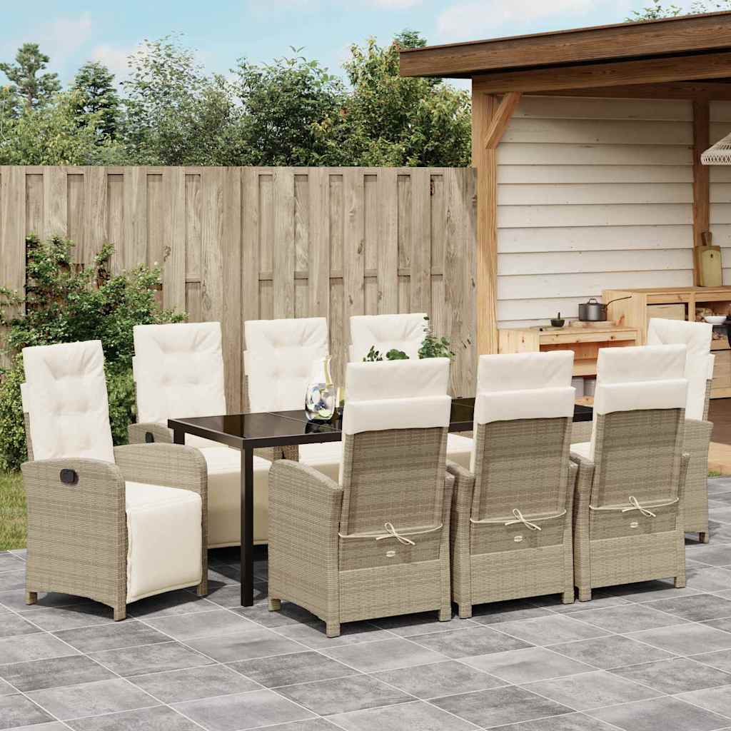 Have Spisebordssæt 9 stk. Beige polyrattan