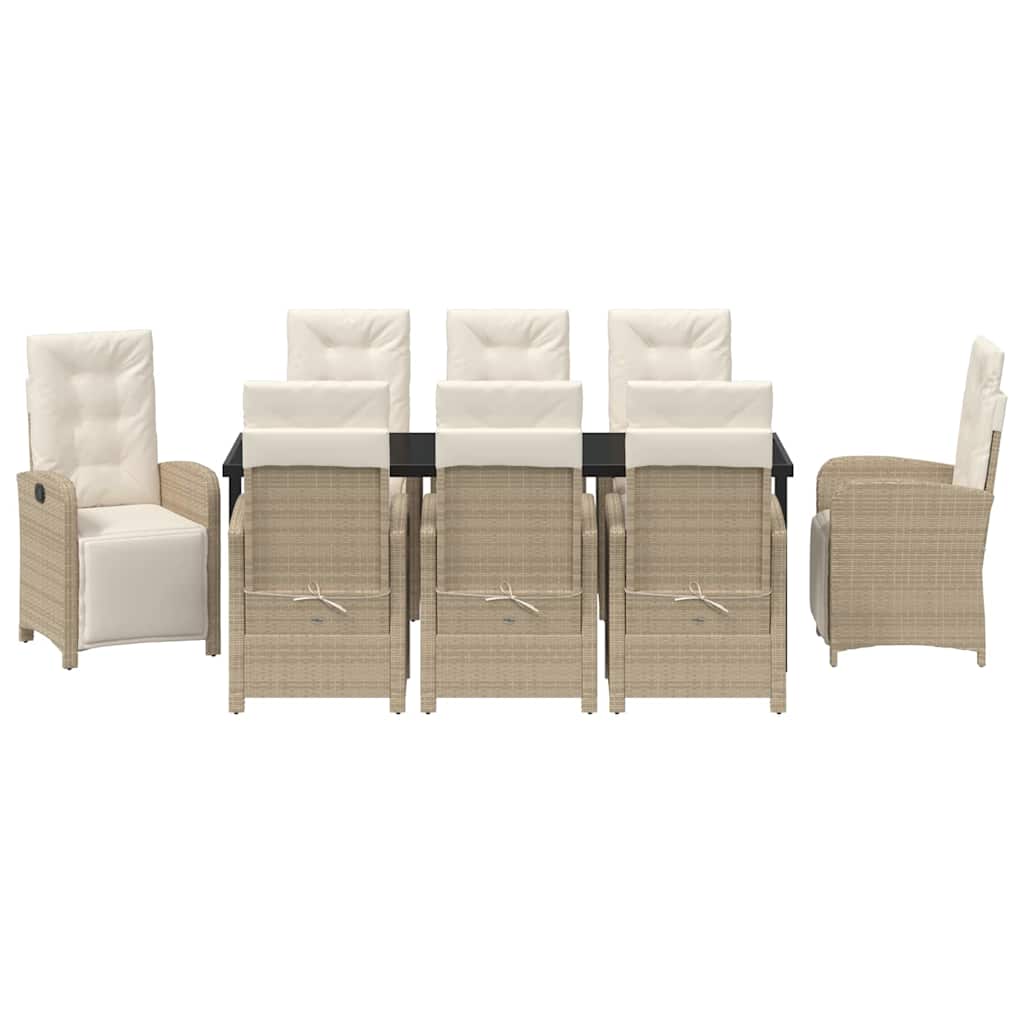 Have Spisebordssæt 9 stk. Beige polyrattan