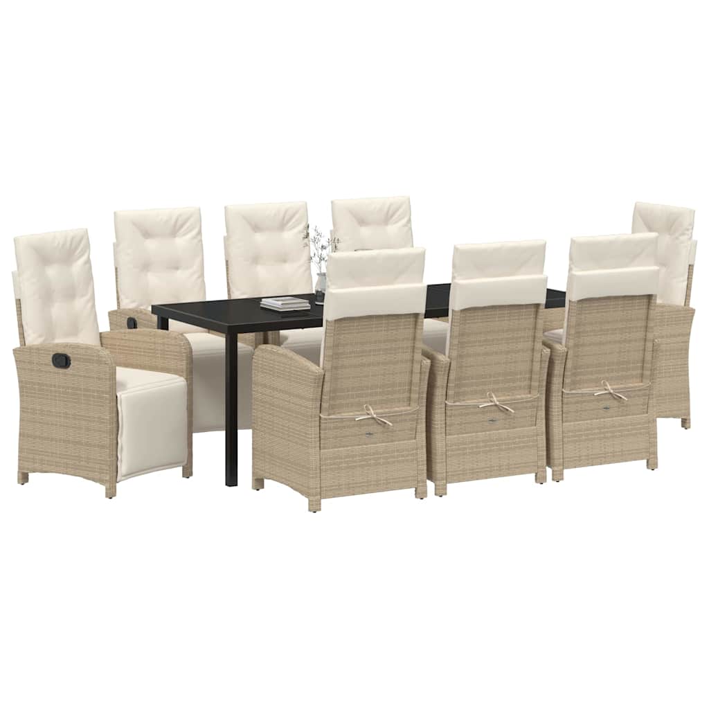 Have Spisebordssæt 9 stk. Beige polyrattan
