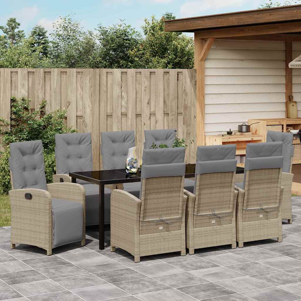 Have Spisebordssæt 9 stk. Beige polyrattan