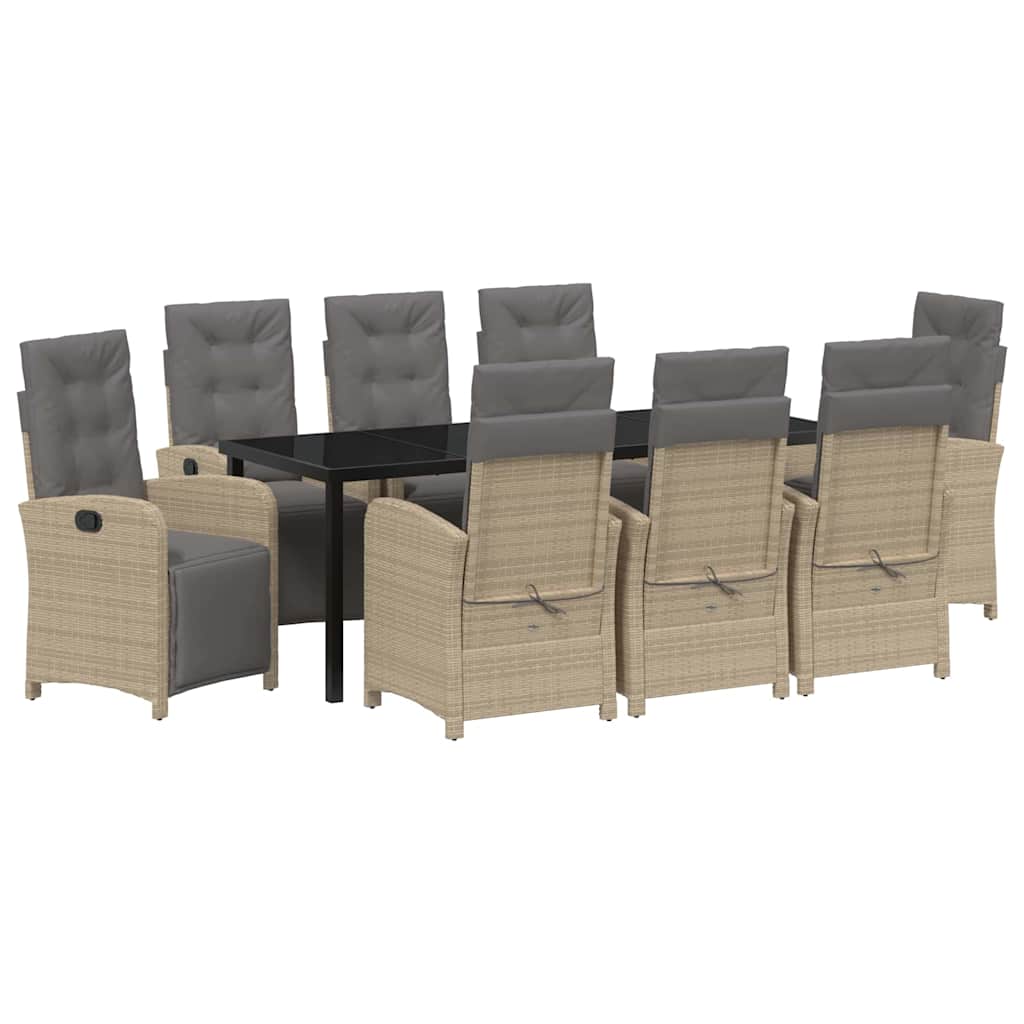 Have Spisebordssæt 9 stk. Beige polyrattan