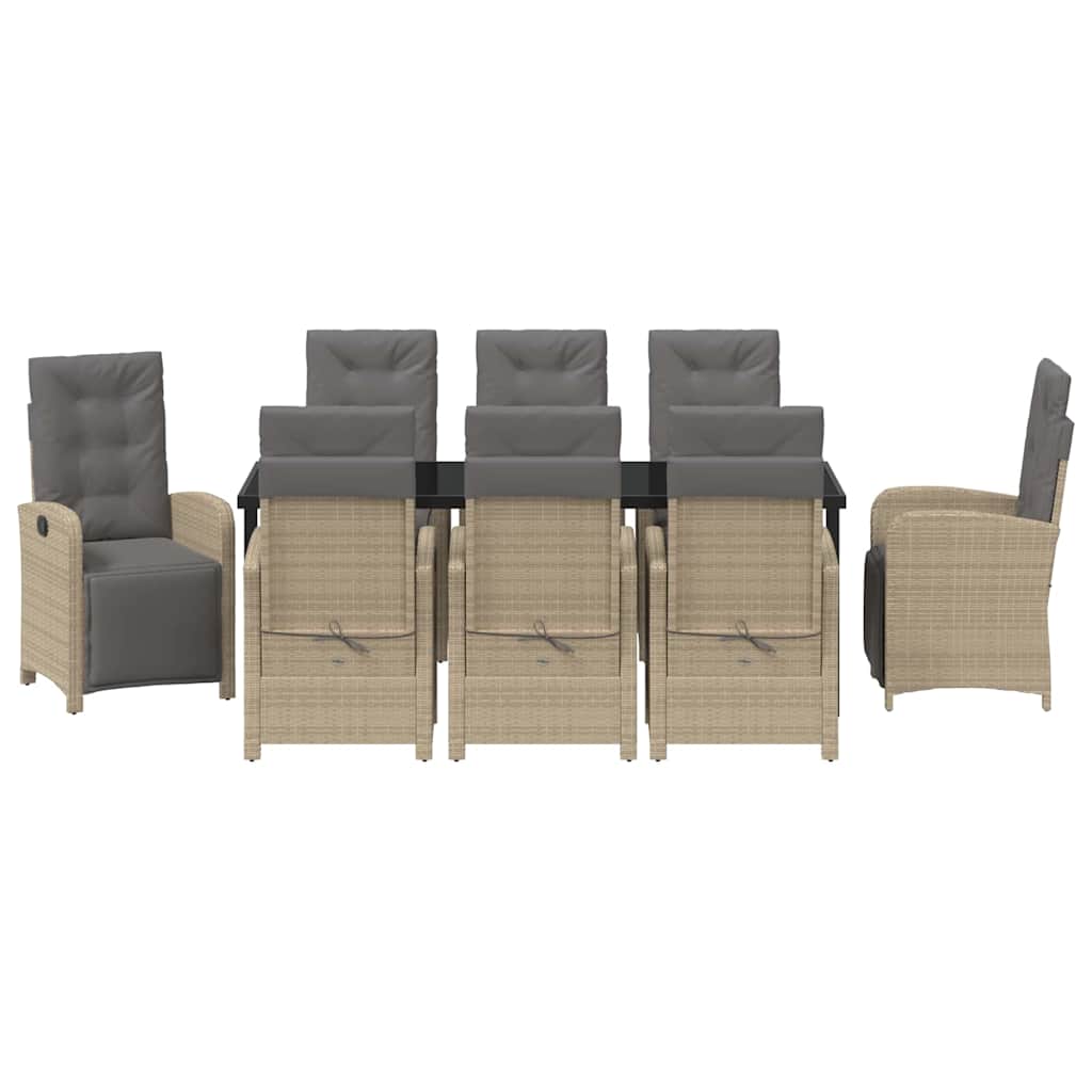 Have Spisebordssæt 9 stk. Beige polyrattan