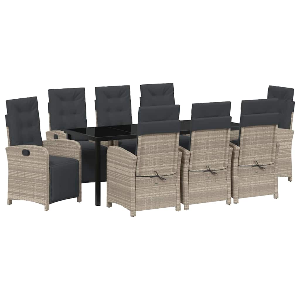 Have Spisebordssæt 9 stk. Lysegrå polyrattan