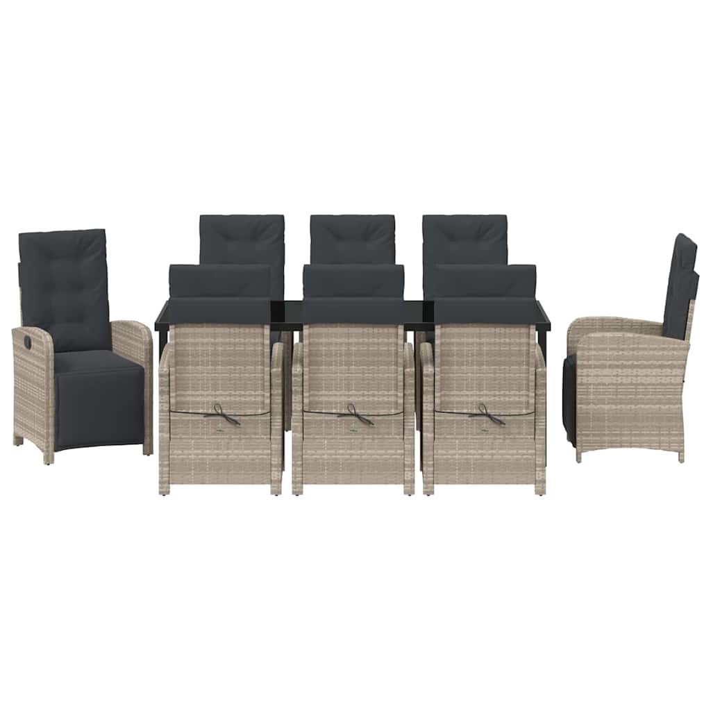 Have Spisebordssæt 9 stk. Lysegrå polyrattan