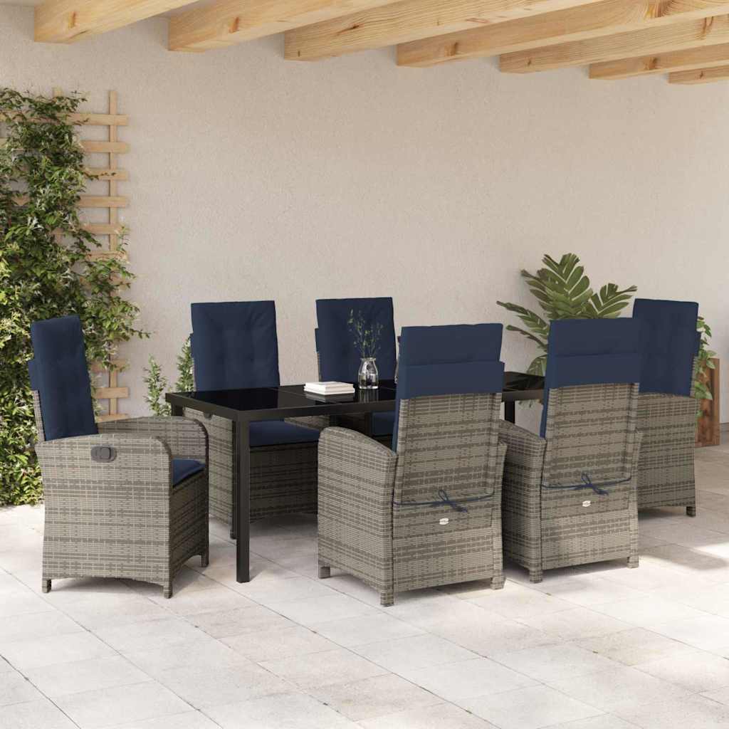 Have Spisebordssæt 7 stk. Grå polyrattan