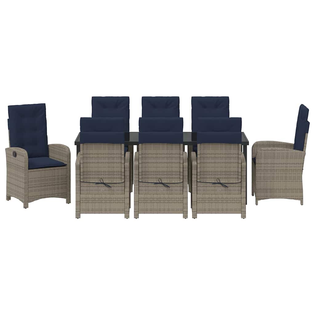 Have Spisebordssæt 9 stk. Grå polyrattan