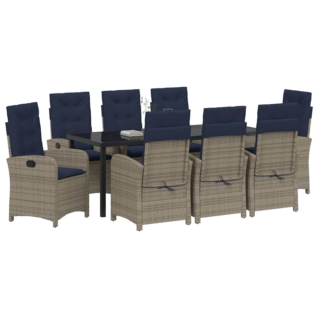 Have Spisebordssæt 9 stk. Grå polyrattan