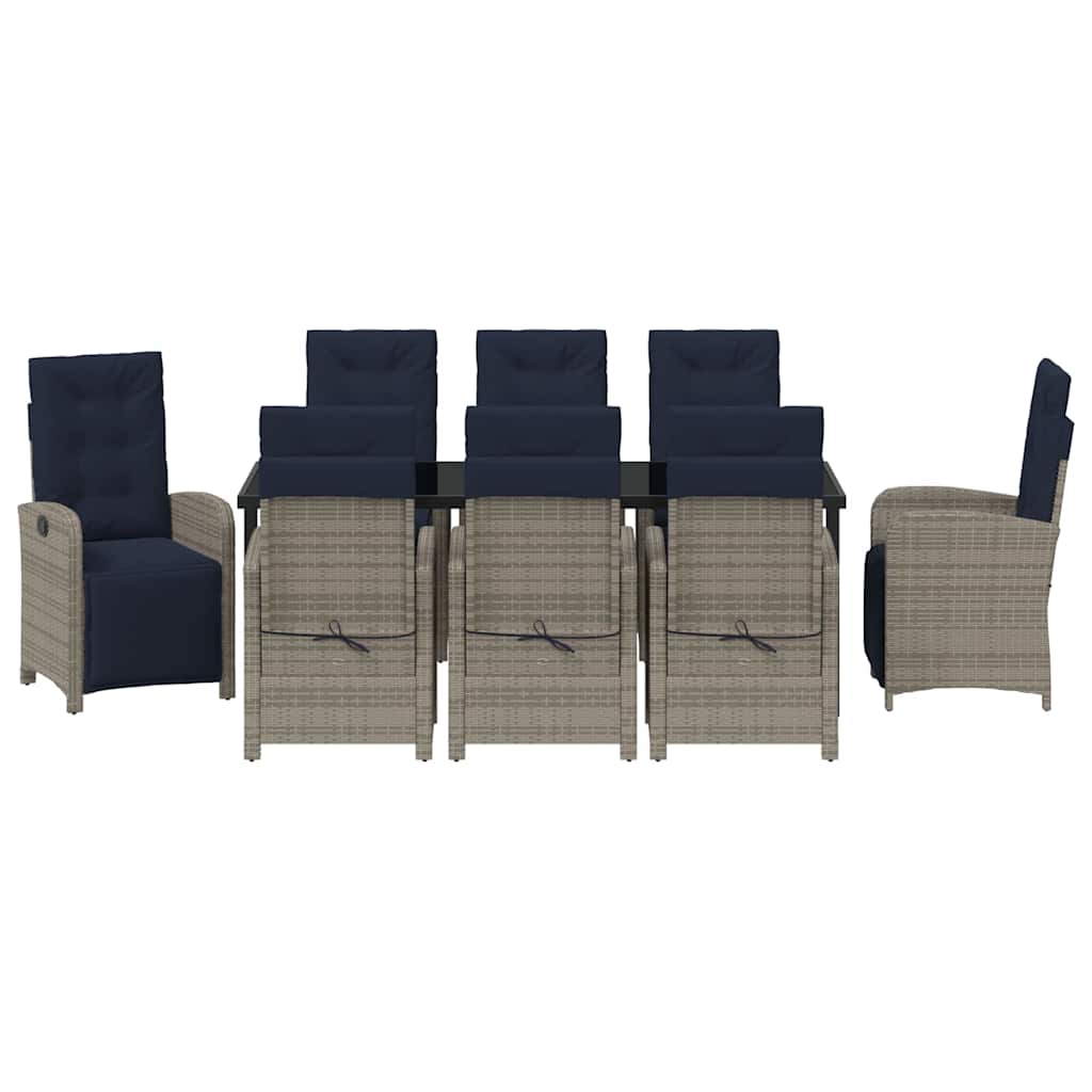 Have Spisebordssæt 9 stk. Grå polyrattan